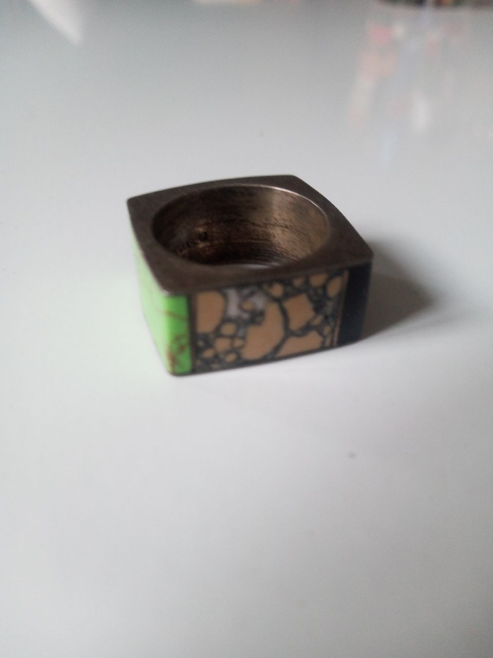 Anelli: Silber Design Ring mit Türkis-Einlage, Grösse 18, neuwertig – Nuovo (secondo la descrizione) da Basel venduto da STrudi_9qvp 2