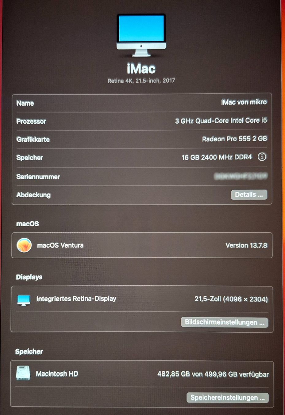 Apple PC: iMac Retina 4K 21.5-inch – Usato da Winterthur venduto da MaciejM 1