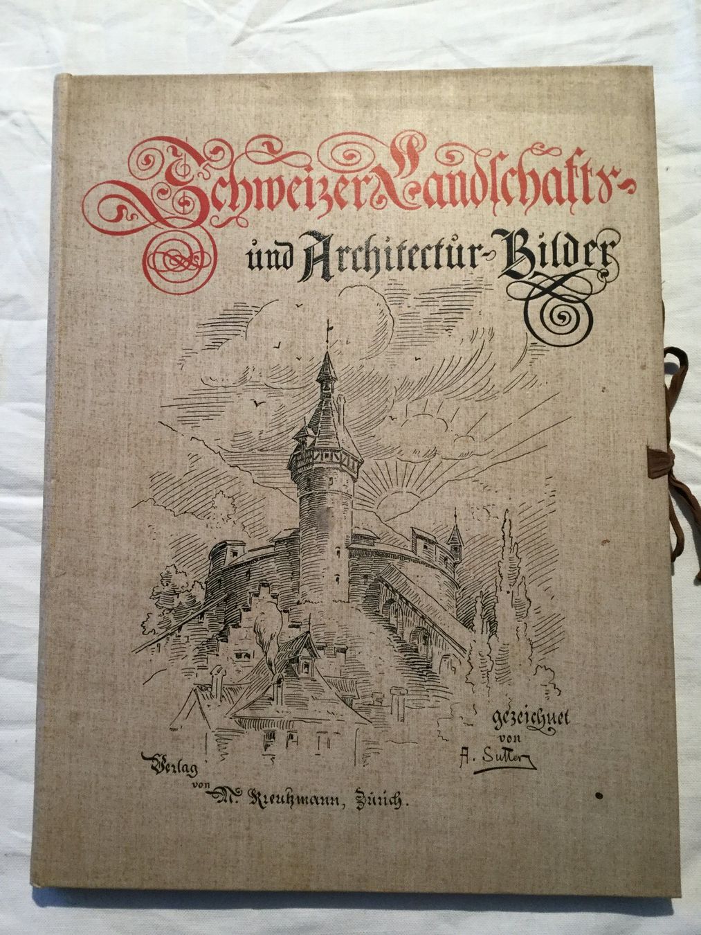 Dipinti: Schweizer Landschaft und Architektur-Bilder A. Sutter 1897 – Usato da Horgen venduto da Goros