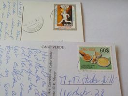 Europa, Portugal, Capo Verde, 2 Karten mit Marken