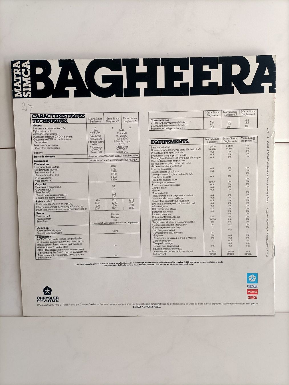 Bücher: Brochure Catalogue Matra Simca Bagheera 1978 – Gebraucht aus crans montana von AB3963 1