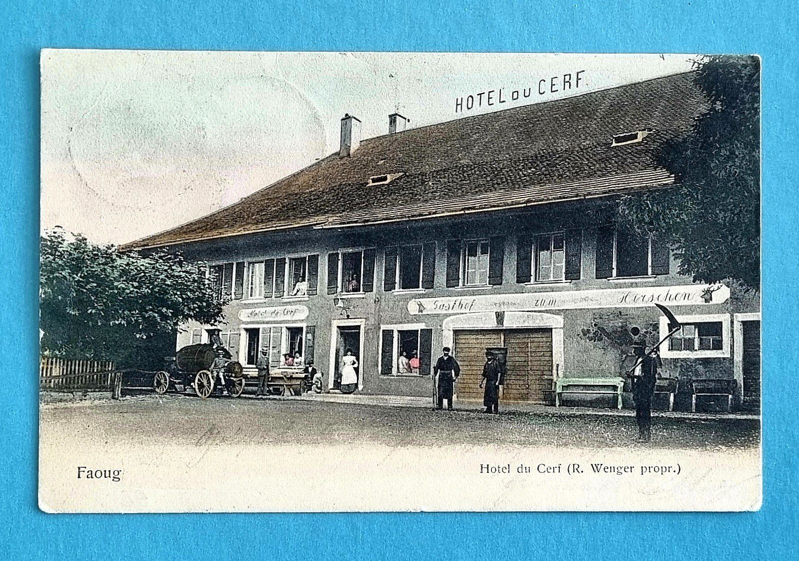 Cartoline postali: Faoug - Hotel du Cerf - 1907 – Usato da Rothrist venduto da RROENK