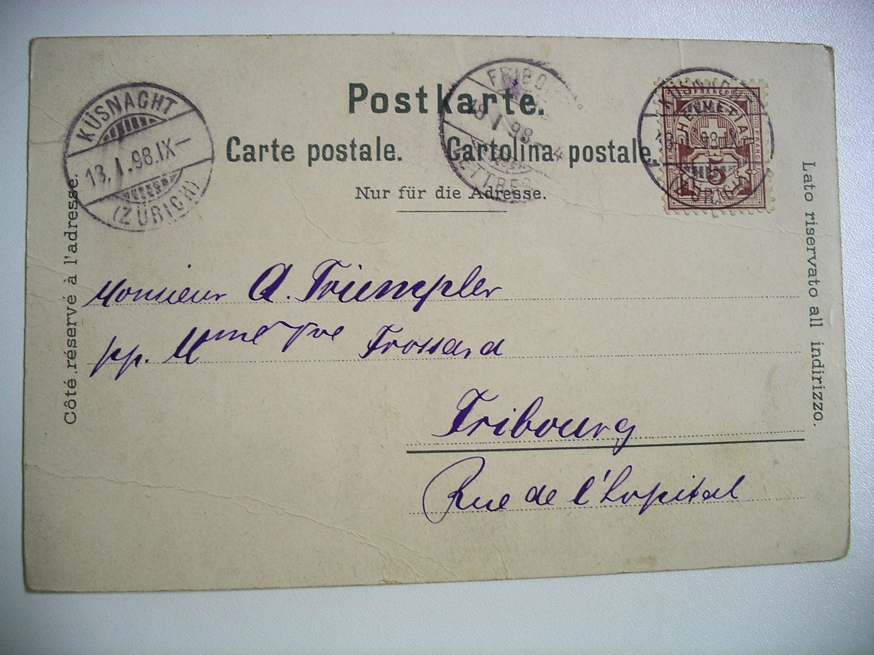 Cartes postales: farbigeLithoAK  KÜSNACHT – D'occasion à Oberhofen am Thunersee par luuping99 1