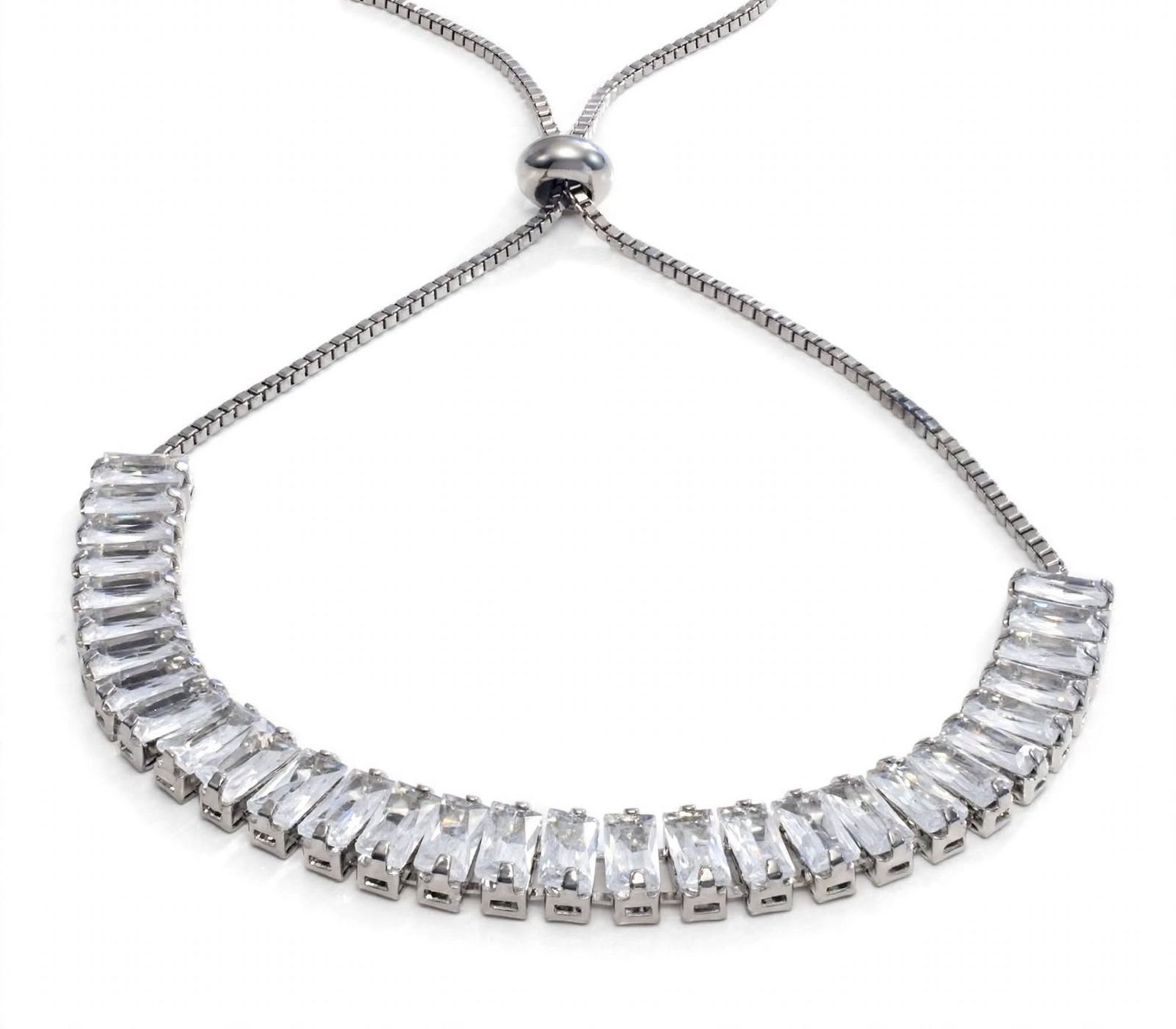 Bracciali & Braccialetti: Bracciale donna zirconi rettangolari regolabile argento – Nuovo (secondo la descrizione) da Giubiasco venduto da Stefaniav 2