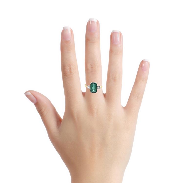 Antik Ring grüner Spinell 14k gold mit Altschliff Diamanten 7