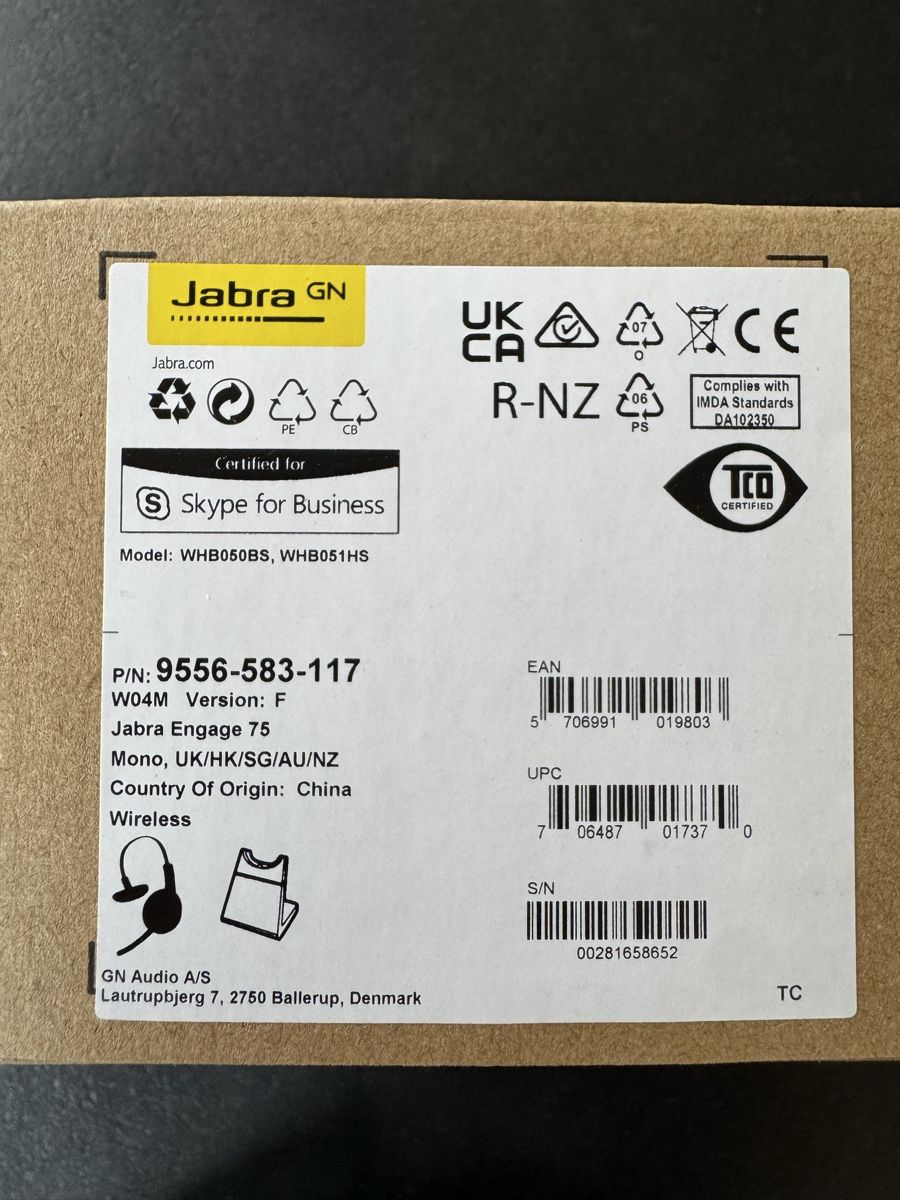 Jabra Cuffie: Jabra Engage 75 Mono UK-Version originalverpackt  – Nuovo e nell'imballaggio originale da Berneck venduto da Koenner.J 1