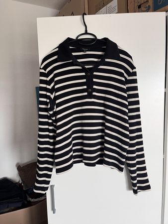 Damen Polo gestreift schwarz-weiss Grösse M Massimo Dutti