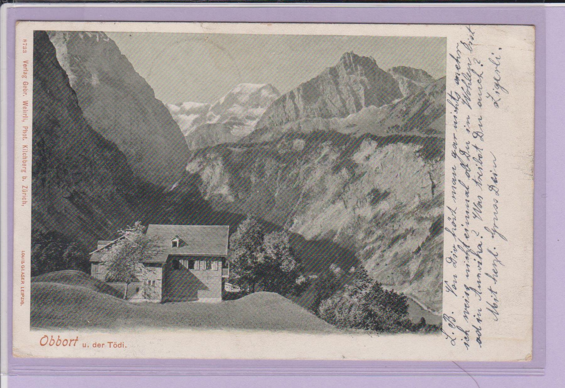 Cartoline postali: Obbort und der Tödi   -   alte Ansichtskarte von 1903 – Usato da Vitznau venduto da Ropaku