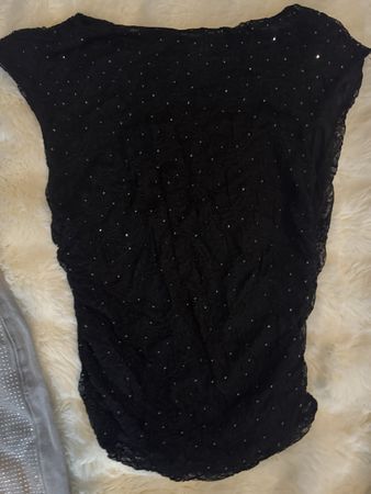 NEU🔥Damen Top AMISU Schwarz mit Pailletten Grösse M