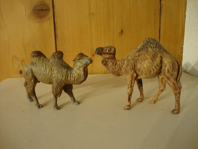 Figuren: ELASTOLIN HAUSSER / Kamel + Dromedar/ antik 30/40er Jahre – Gebraucht aus Wildhaus von