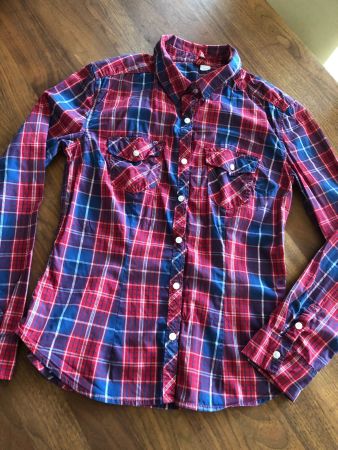 Coole Holzfällerbluse rot/blau/lila Gr. 38 - Top Zustand