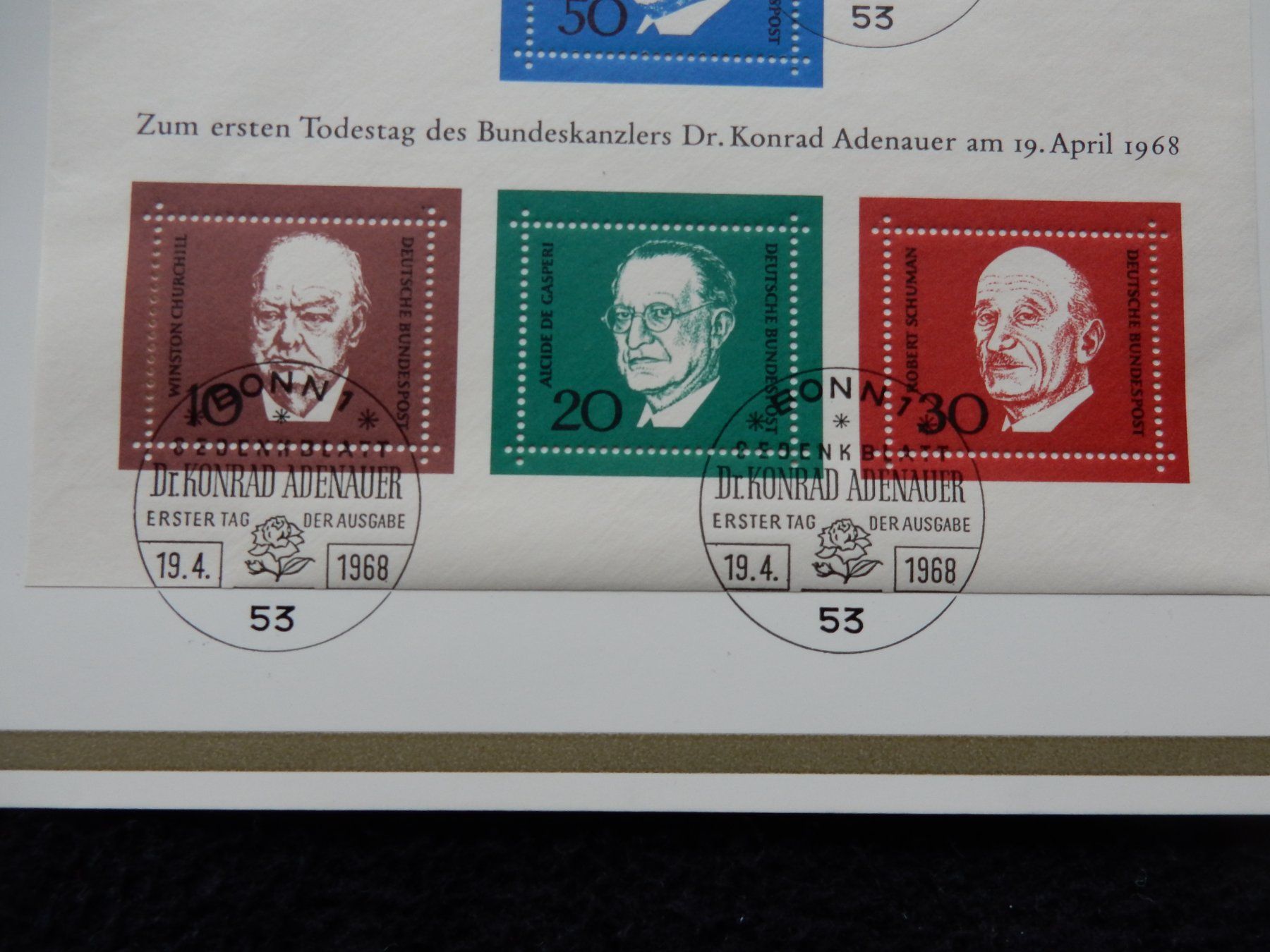 Tutti i francobolli: Gedenkblatt Konrad Adenauer – Usato da Boniswil venduto da Weibo12 2