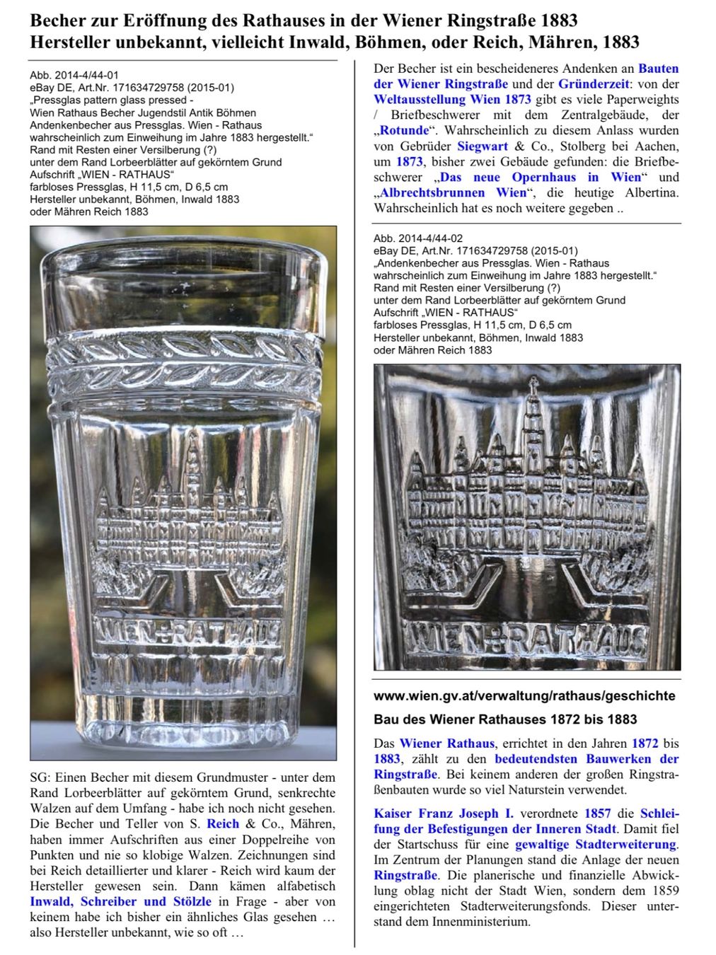 Gläser: Antikes Glas Wiener Rathaus – Gebraucht aus Eglisau von mar_5rn2 8