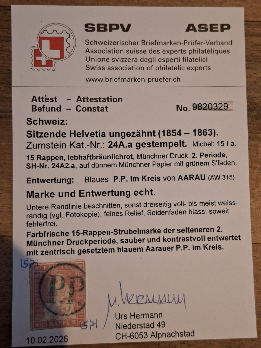 Tutti i francobolli: Strubel 22A2 - 26A2 mit Attest Kat. 6050.- – Usato da Balgach venduto da SIMEON27 2