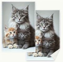 2 SÜSSE KÜCHEN/HANDTÜCHER *MAIN COON MAMI MIT 2 BABYS* NEU