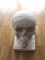 Rarität: Totenkopf mit Buch beides aus Gips