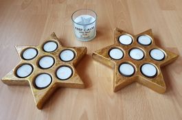 2 KERAMIK-TEELICHTHALTER WEIHNACHSDEKO / KERZE (NEUWERTIG)