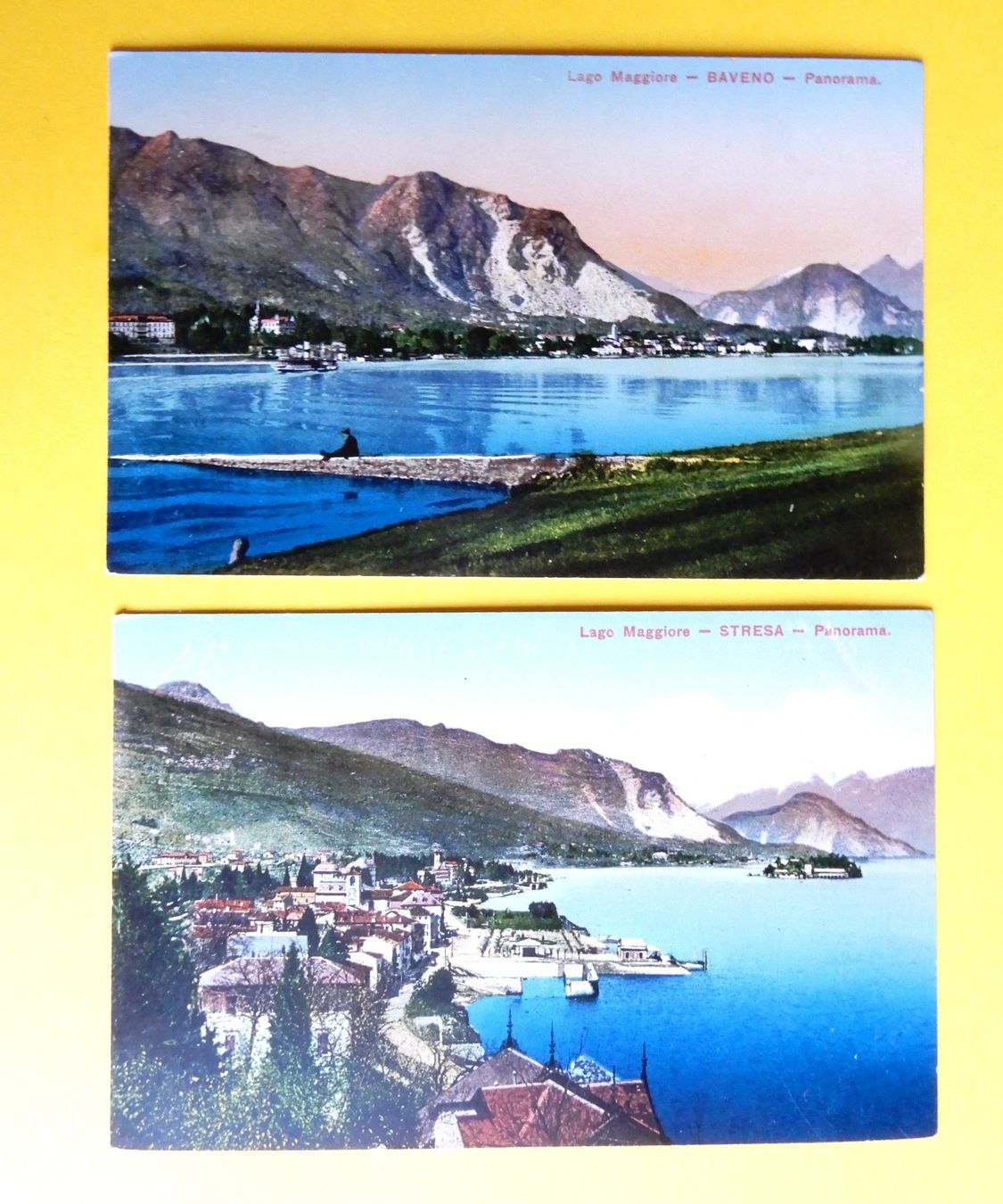 Cartoline postali: 2 alte Ansichtskarten Lago Maggiore Baveno, Stresa – Usato da Senèdes venduto da Framboise52