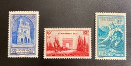 Frankreich, Wohlfahrtsmarken (1938), 3 Werte (*, mit Falz)