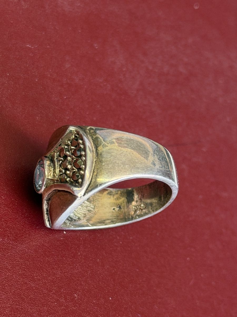 Ringe: Silberring mit Aquamarin und Marcasit – Gebraucht aus Donat von troja007 1