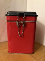 Rote Vorratsdose mit Hakenverschluss, Hermet Bern, vintage