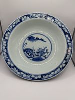 Antike Porzellan Schale, Blau-Weiss Dekor, Asiatisch, Top!