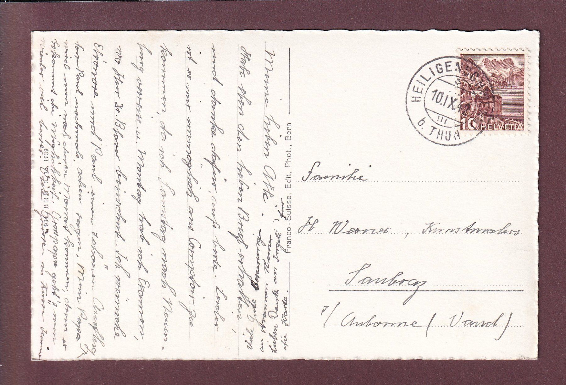 Cartes postales: SCHWENDI ob Thun - 1942 – D'occasion à Pully par nicecards 1