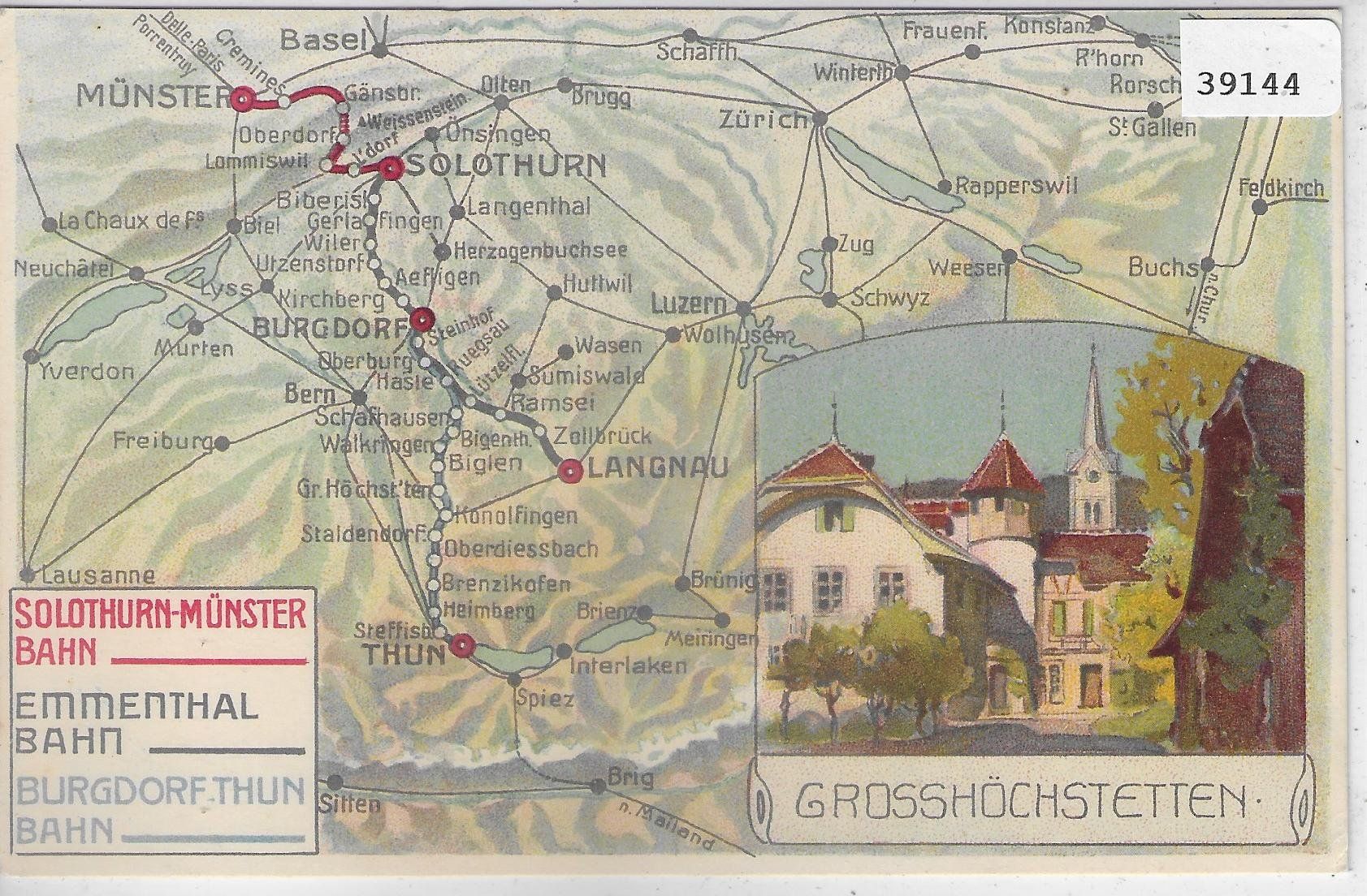 Cartoline postali: Grosshöchstetten mit Landkarte - Litho – Usato da Ettingen venduto da Kartenplanet