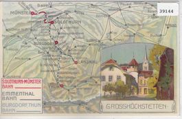Grosshöchstetten mit Landkarte - Litho