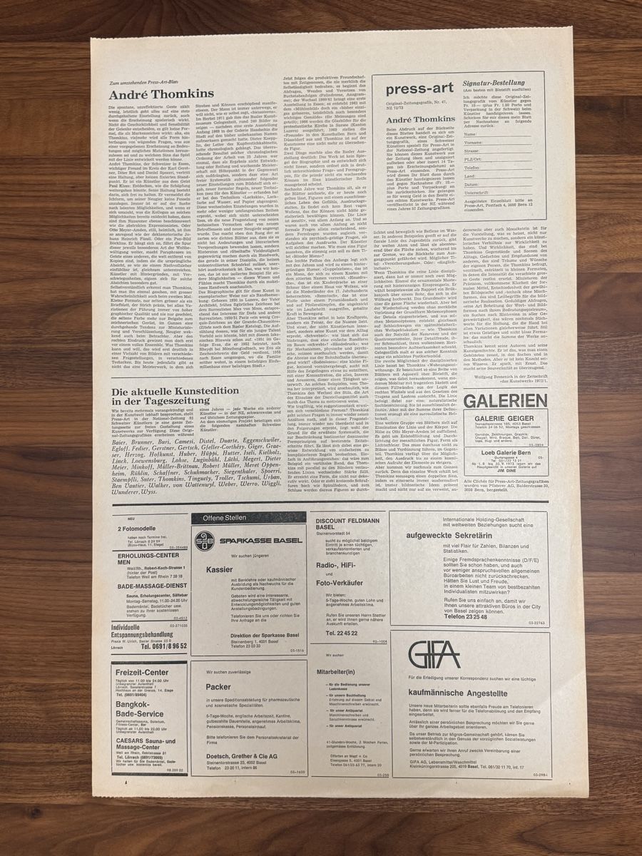 Grafica & Litografie: Andre Thomkins  - Offsetdruck handsigniert – Usato da Solothurn venduto da NUVICO 3