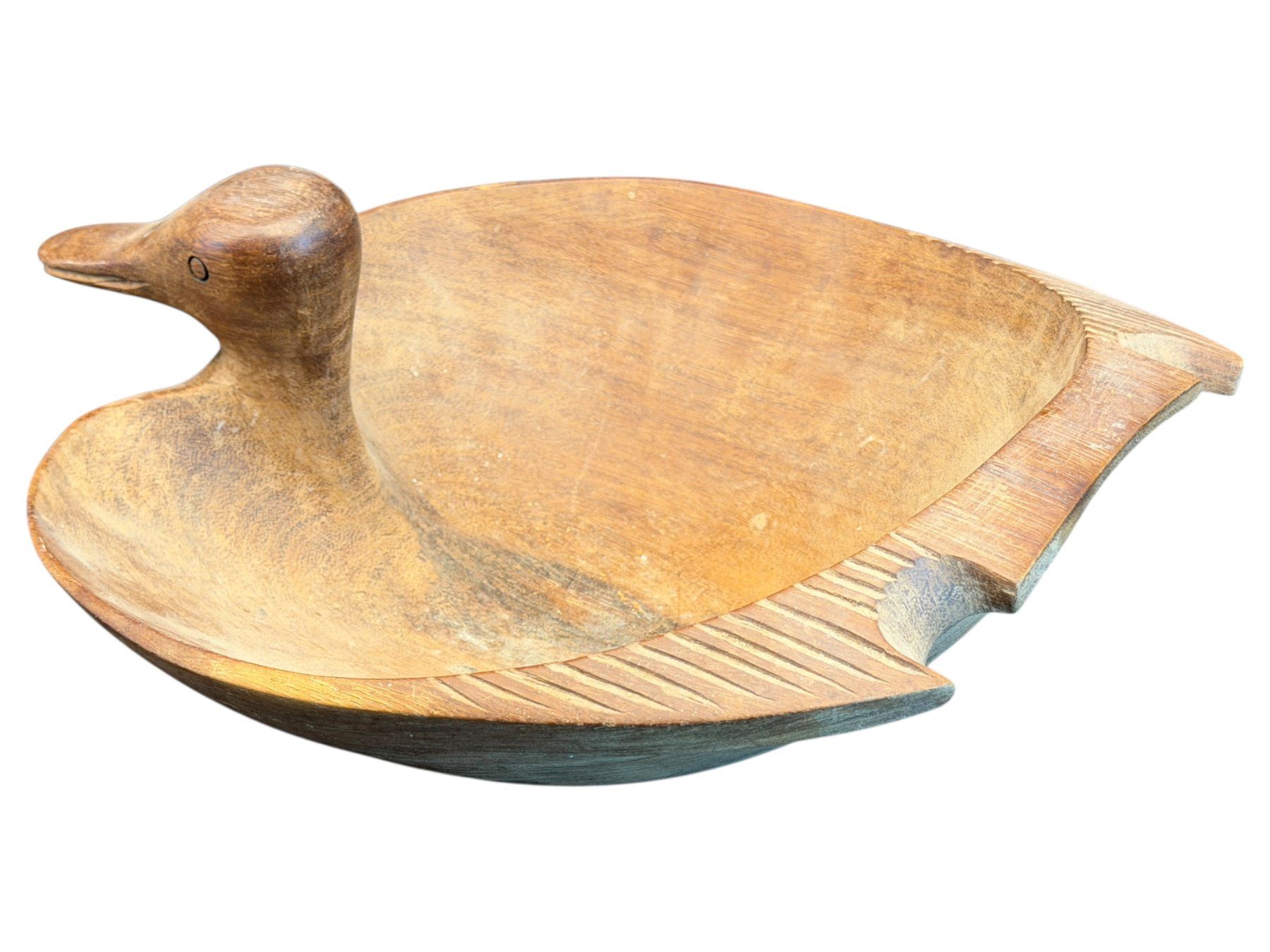 Ciotole: Superbe centre de table scandinave, canard en bois sculpté – Usato da Morges venduto da vintiques 8