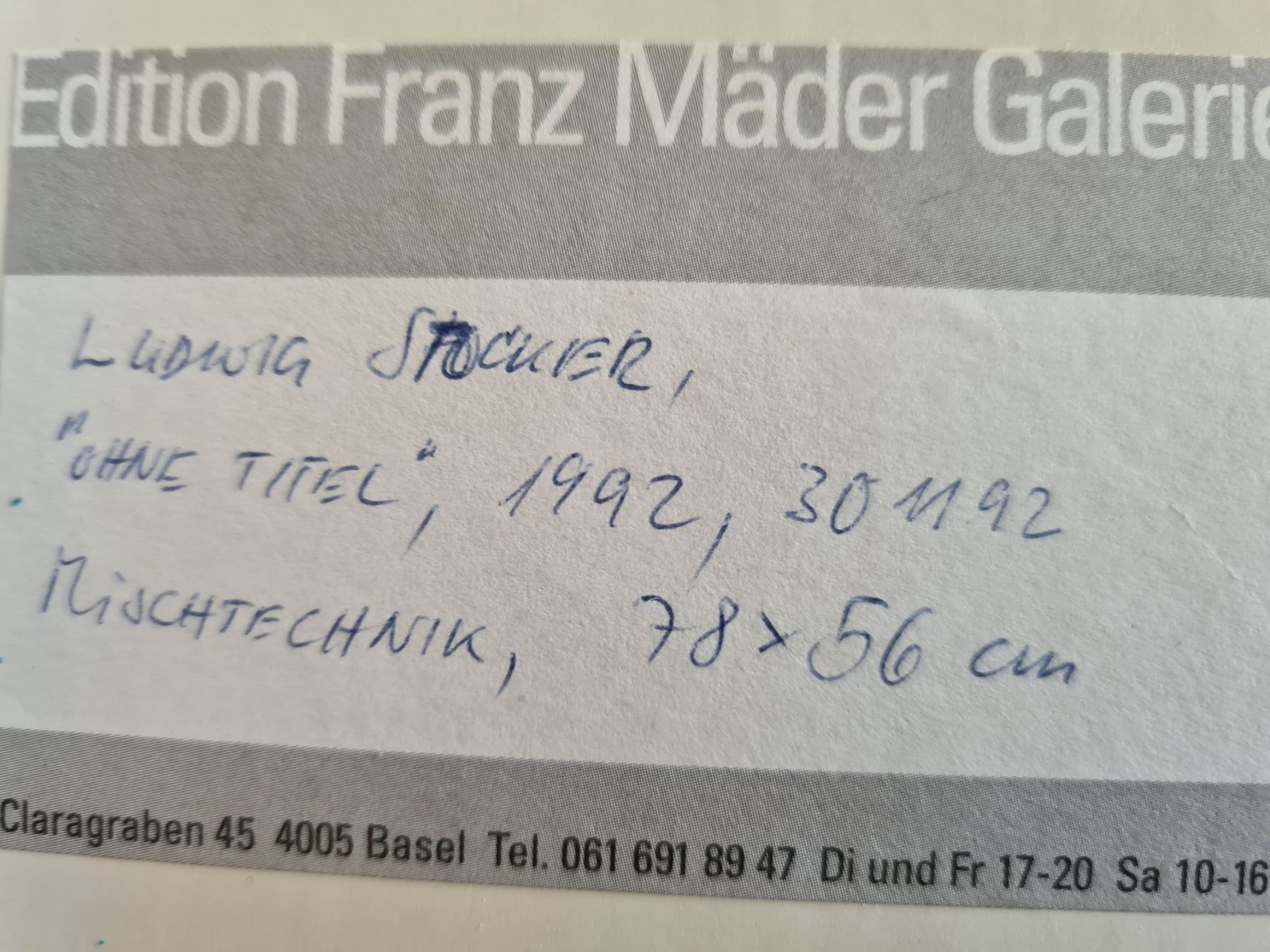 Dipinti: Ohne Titel (Mischtechnik / Kollage) v. Ludwig Stocker, Basel – Nuovo (secondo la descrizione) da Arlesheim venduto da Weissbraun 1