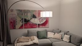Bogenlampe mit Marmorsockel und weissem Schirm