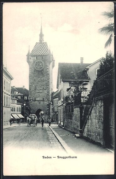 Cartoline postali: Baden, Bruggerthurm und Strasse, mit Mau – Usato da Berlin venduto da bartko-reher