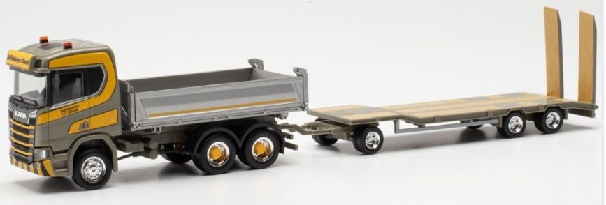 Camion Herpa 1/87 – SCANIA CR 20 6x4 Benne DORNBIERER – 3 Essieux – Gris – H318471