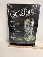 Blechschild Gin & Tonic Rezept Bar Deko Getränke