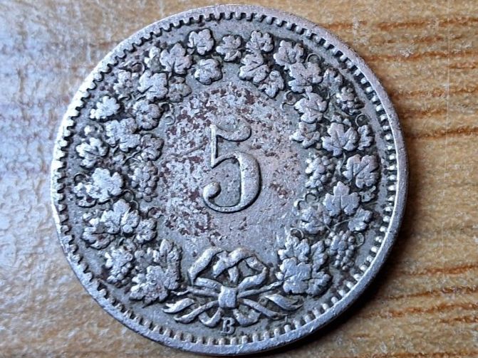Tutti le monete: 5 Rappen 1904 - Selten! – Usato da Münchenstein venduto da purbach1 7