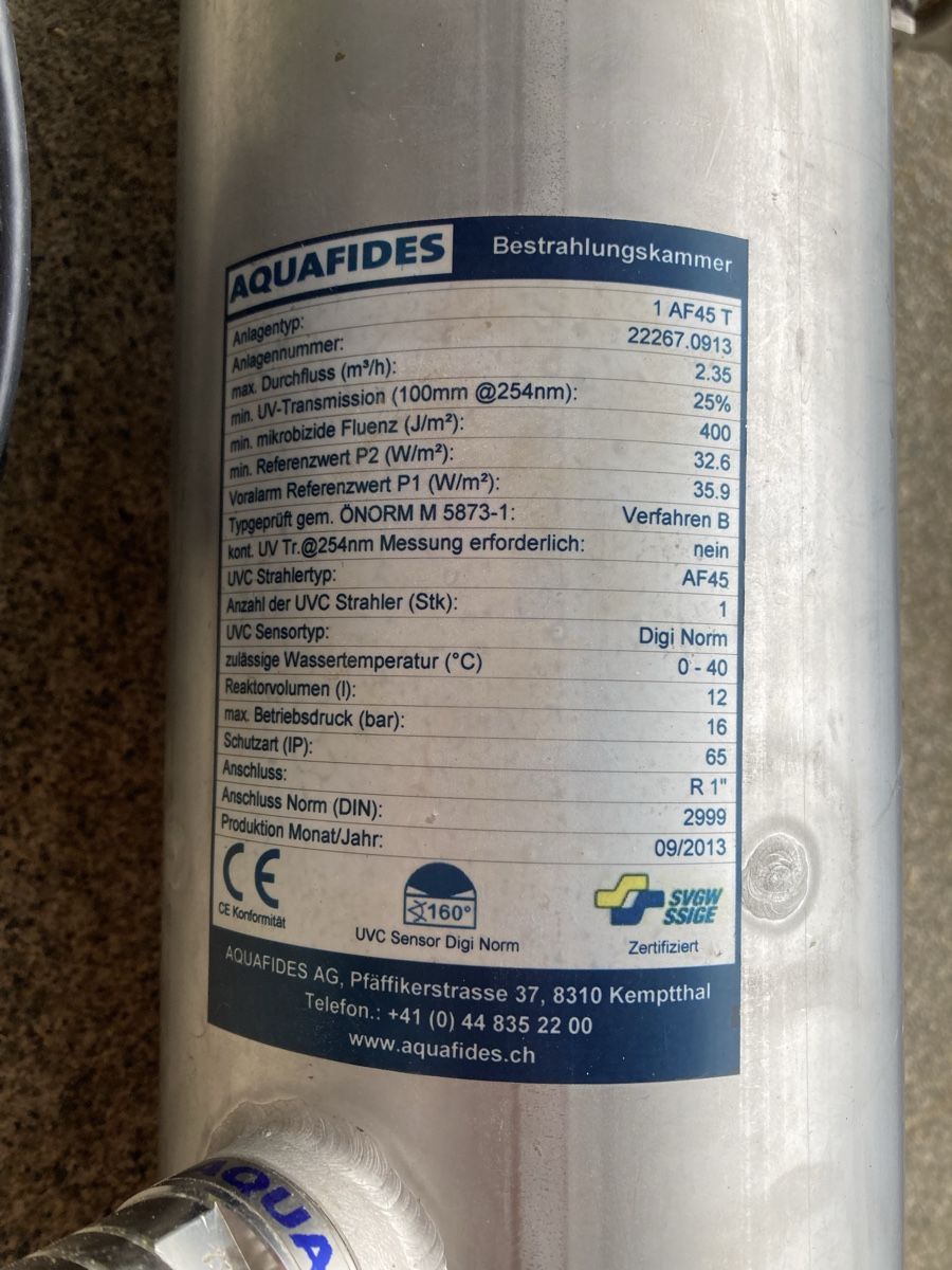 Tutte le macchine: Aquafides 1 AF45 T UVC Anlage gebraucht – Difettoso da Brienz BE venduto da Freeracer 3