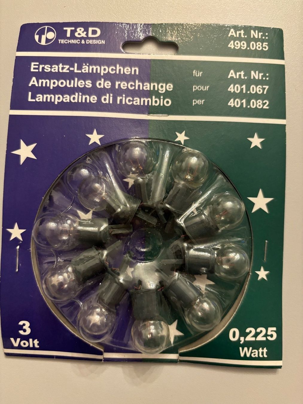 Lampade: Ersatz- Lämpchen (Nr.1) – Nuovo e nell'imballaggio originale da Wallisellen venduto da ASZT 4