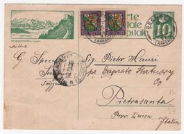 Ganzsache mit Zusatzfranfatur 9.XII.26 nach Italien