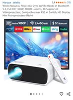 Projecteur Wielio AT-M269A WiFi,Bluetooth pour TV, PS5 etc