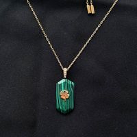 Fossil Malachite Kleeblatt Halskette