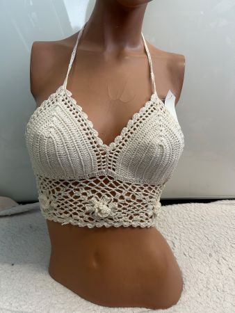 SEXY TOP HÄKELTOP NECKHOLDER  GR S NEU Gratis Versand