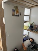 Lit mezzanine avec bureau et rangement, blanc, bon état