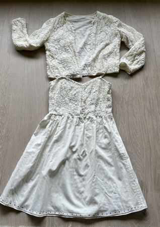 Sommerkleid cremefarben mit Jäckli  Gr. 34-36