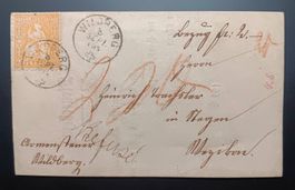 SITZENDE HELVETIA AUF FALTBRIEF 1866 "Annahme Verweigert"