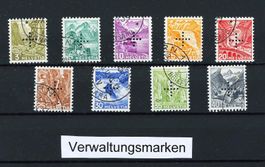 1937: Verwaltungsmarken mit Kreuzlochung, gestempelt