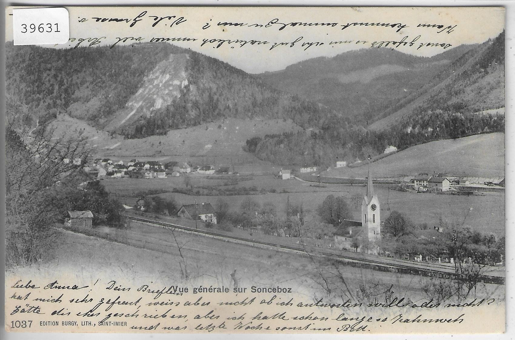 Cartoline postali: Vue generale sur Sonceboz – Usato da Ettingen venduto da Kartenplanet