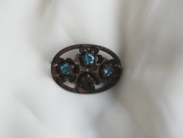 Zarte Vintage-Brosche "Vergissmeinnicht" mit blauen Steinen
