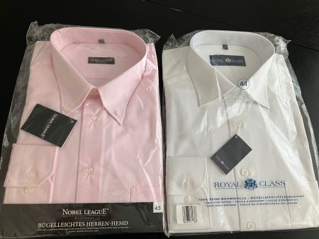 2 Herrenhemden Langarm – Neu in Originalverpackung 100% Baum